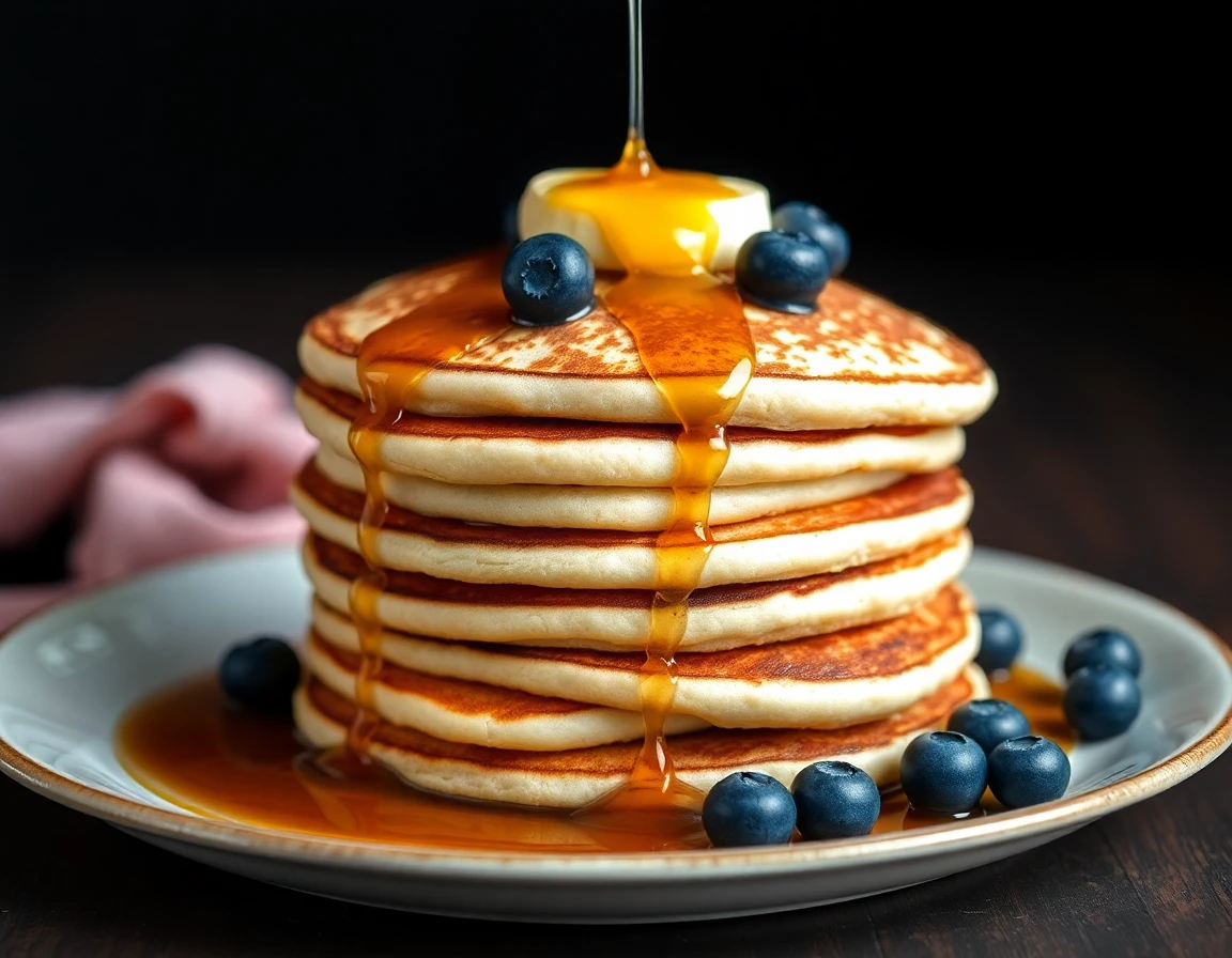 Stack of blueberry pancakes