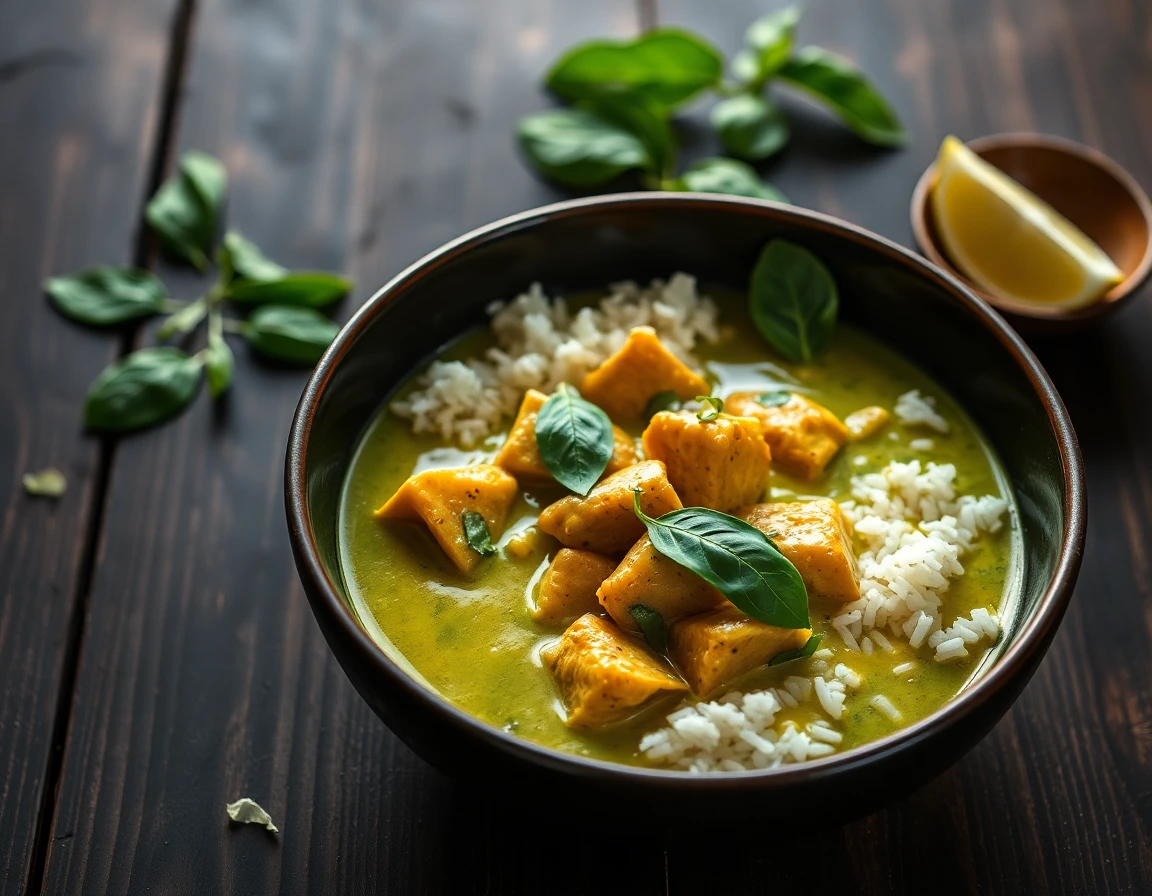 Thai green curry with jasmine rice